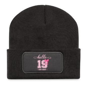 Hello 19 Est 2007 Women's Birthday Design - Recycled Patch Beanie - dark grey - Front