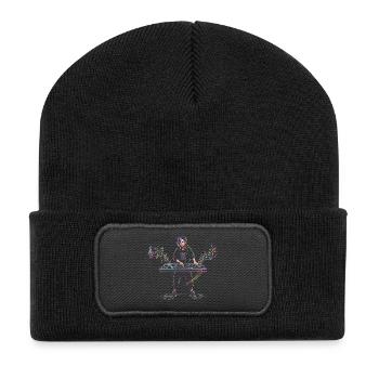 DJ Femme jouant de la musique, mixeur d’instruments, dessin d’instrument - Beanie recyclé à patch - noir - Devant