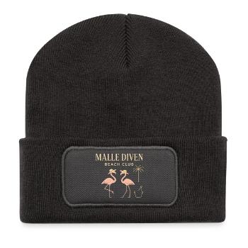 Malle Diven Beach Club Flamingo Mallorca Party  - Recycelte Patch Beanie - Dunkelgrau - Vorne