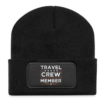 Équipe de voyage - Beanie recyclé à patch - noir - Devant
