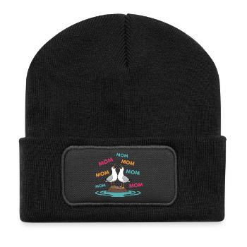 Mom Seagull Funny Mama Seagulls Mother's Day Humor - Recycled Patch Beanie - black - Front
