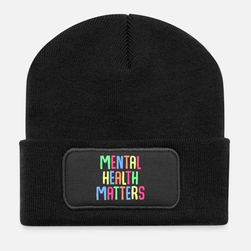 Mental Health Matters Neon Letters - Recycled Patch Beanie - black