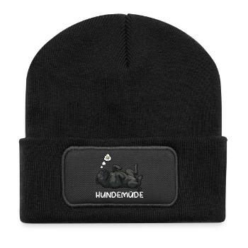 Hundemüde Cane Corso italienischer mastiff  - Recycelte Patch Beanie - Schwarz - Vorne