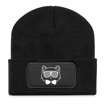 Chat du soleil avec nœud papillon - Beanie recyclé à patch - noir - Devant