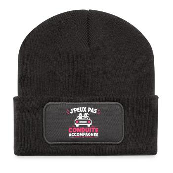 J'peux pas conduite accompagnée - Beanie recyclé à patch - charbon - Devant
