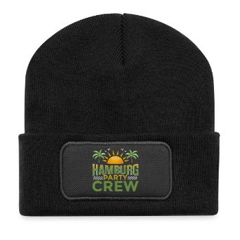 Hamburg Party Crew - Recycelte Patch Beanie - Schwarz - Vorne