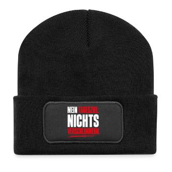 Mein Tagesziel nichts verschlimmern - Recycelte Patch Beanie - Schwarz - Vorne