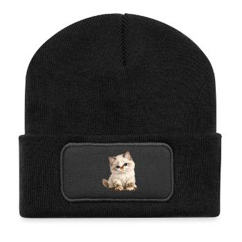 Little cute kitten with mud paws - Recycled Patch Beanie - black - Front