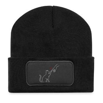Équipe Cat Paw Cat Mom Heart Drôle - Beanie recyclé à patch - noir - Devant