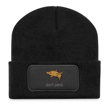 Heart Filled Shark Courage Motif - Recycled Patch Beanie - black - Front