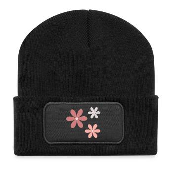 Pastel Blossom Flower Pattern - Recycled Patch Beanie - black - Front