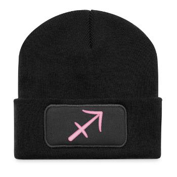 Sagittarius Zodiac Sign Symbol Pastel Pink - Recycled Patch Beanie - black - Front