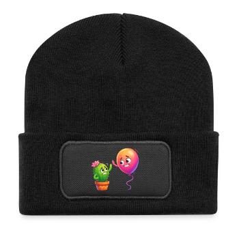 Cactus Friend Balloon Friendship - Recycled Patch Beanie - black - Front