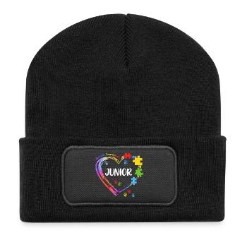 Junior Sensibilisation Autisme Coeur Enfant - Beanie recyclé à patch - noir - Devant