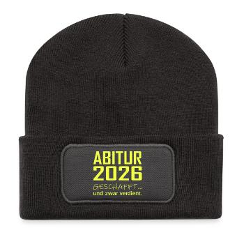 Abitur 2026 geschafft - Recycelte Patch Beanie - Dunkelgrau - Vorne