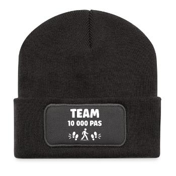 Equipe 10 000 Pas – Défi Marche - Beanie recyclé à patch - charbon - Devant