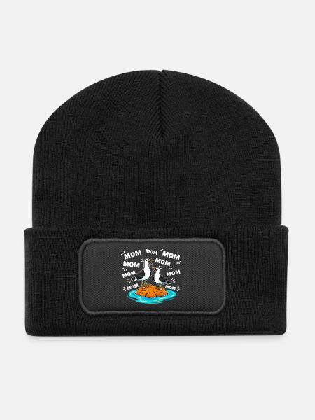 Mom Mom Mom - Lustige Möwen Kinder - Recycelte Patch Beanie - Schwarz