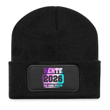 Rentner Rente 2026 - Recycelte Patch Beanie - Schwarz - Vorne