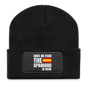 Have No Fear The Spaniard Is Here Spanier Spanien - Recycelte Patch Beanie - Schwarz - Vorne