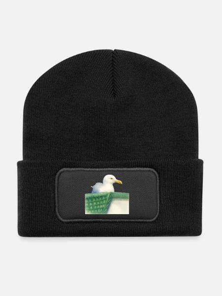 North Sea Seagull Wadden Bird - Recycled Patch Beanie - black