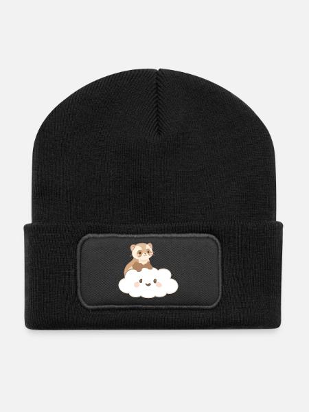 Frettchen_auf_Wolke - Beanie recyclé à patch - noir