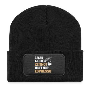 Schach Zeitnot Espresso Shirt | Witziges Geschenk - Recycelte Patch Beanie - Schwarz - Vorne