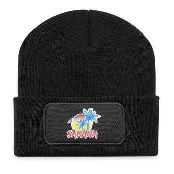 Geschenk für Samana - Recycelte Patch Beanie - Schwarz - Vorne
