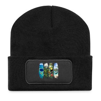 Belize Vacation Travel – Caribbean Country & Culture Motif - Recycled Patch Beanie - black - Front