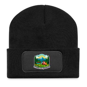 Camping Glück - Recycelte Patch Beanie - Schwarz - Vorne