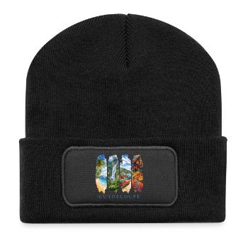 Guadeloupe Travel – Karibik Insel & Kultur Motiv - Recycelte Patch Beanie - Schwarz - Vorne