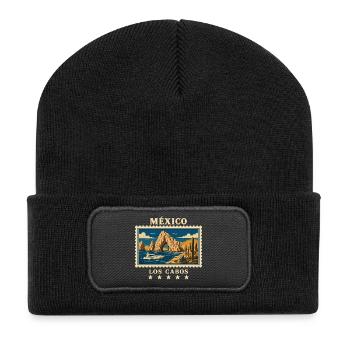 Mexiko Los Cabos Vintage Reisemarke - Recycelte Patch Beanie - Schwarz - Vorne