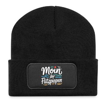 Moin Ihr Flitzpiepen Norddeutsch Hamburg Büro Moin - Recycelte Patch Beanie - Schwarz - Vorne