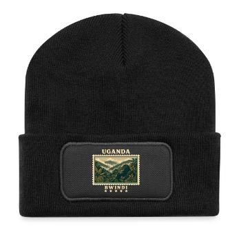 Uganda Bwindi Vintage Travel Brand - Recycled Patch Beanie - black - Front