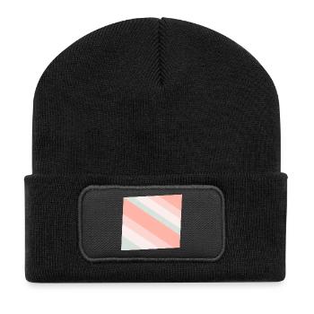 Pastel Diagonal Stripes Peach Mint - Recycled Patch Beanie - black - Front