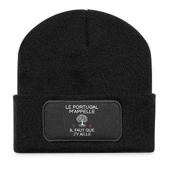Le Portugal M Appelle Il Faut Que J Y Aille T-S... - Beanie recyclé à patch - noir - Devant