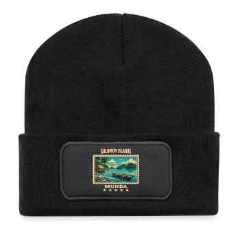 Marque de voyage vintage Solomon Islands Munda - Beanie recyclé à patch - noir - Devant