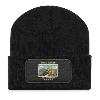 San Marino Città di San Marino Vintage Reisemarke - Recycelte Patch Beanie - Schwarz - Vorne
