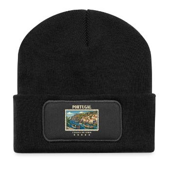 Portugal Câmara de Lobos Vintage Reisemarke - Recycelte Patch Beanie - Schwarz - Vorne