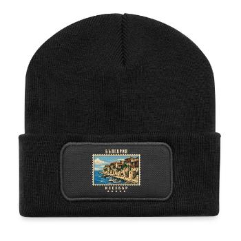 Bulgarien Nessebar Vintage Reisemarke - Recycelte Patch Beanie - Schwarz - Vorne