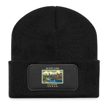 Schottland_Glasgow_Vintage_Reisemarke - Recycelte Patch Beanie - Schwarz - Vorne