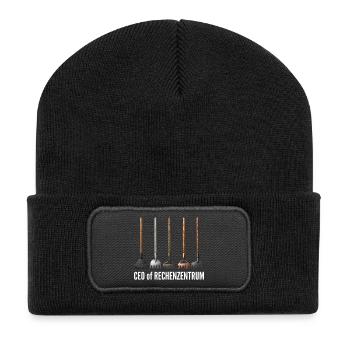 CEO of Rechenzentrum Gärtner Garten Gartenarbeit - Recycelte Patch Beanie - Schwarz - Vorne