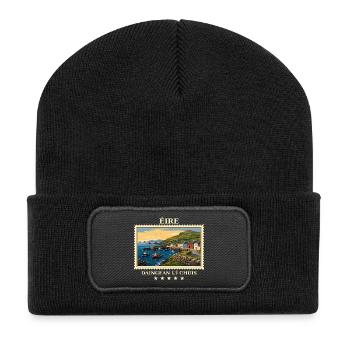 Irland Dingle Vintage Reisemarke - Recycelte Patch Beanie - Schwarz - Vorne