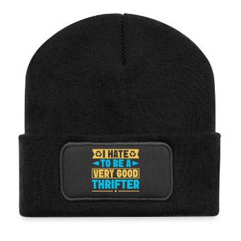Thrift Shopper Hate To Be Very Good Thrifter - Recycelte Patch Beanie - Schwarz - Vorne