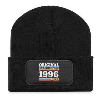 Vintage August 1996 Vintage Retro Birthday - Recycled Patch Beanie - black - Front