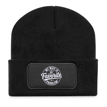 My Wife is My Favorite Problem Shirt Funny Quote - Recycled Patch Beanie - black - Front