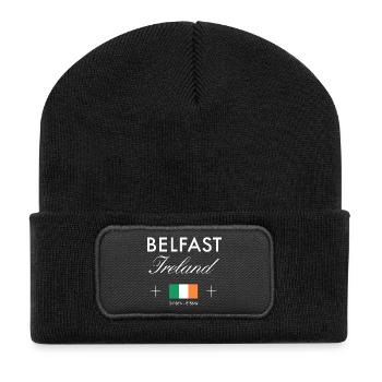 Belfast, Irlande du Nord, Coordonnées Souvenir de voyage - Beanie recyclé à patch - noir - Devant