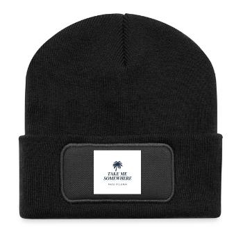 Take Me Somewhere – Logo - Recycelte Patch Beanie - Schwarz - Vorne
