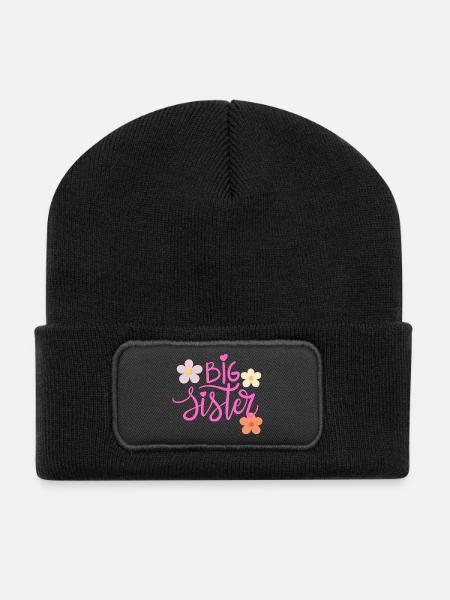Big sister / Große Schwester T-Shirt - Recycelte Patch Beanie - Schwarz