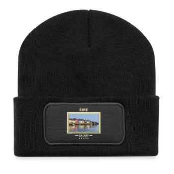 Irland Galway Vintage Reisemarke - Recycelte Patch Beanie - Schwarz - Vorne