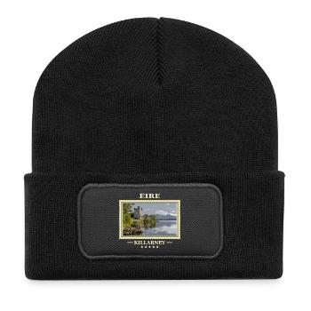 Irland Killarney Vintage Reisemarke - Recycelte Patch Beanie - Schwarz - Vorne